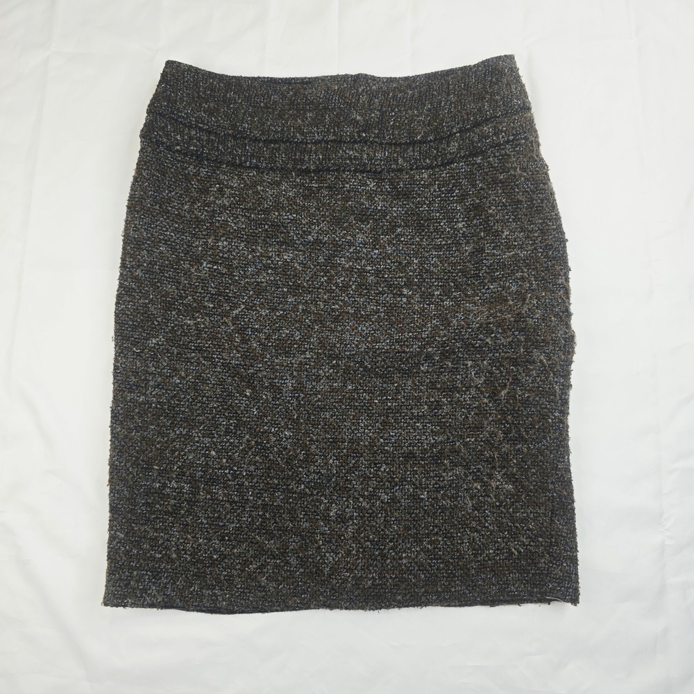Adrienne Vittadini Womens Boucle Tweed Pencil Skirt 8 Brown Grey Textured V38